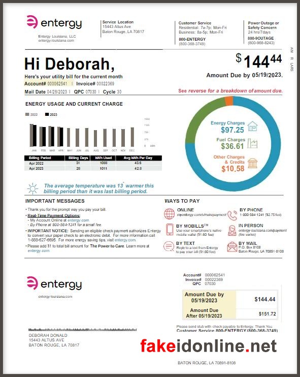 Entergy Arkansas - Arkansas Utility Bill Template